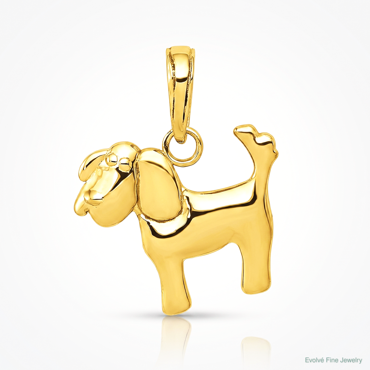 14k Polished Dog Charm - Lifestyle View