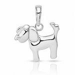 14k White Gold Polished Dog Charm - Lifestyle View