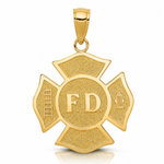 14k Fire Department FD Badge Pendant - Lifestyle View