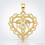 14k RN Registered Nurse Heart Pendant - Lifestyle View