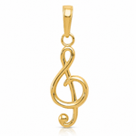 14k Polished Open-Backed Treble Clef Pendant - Lifestyle View