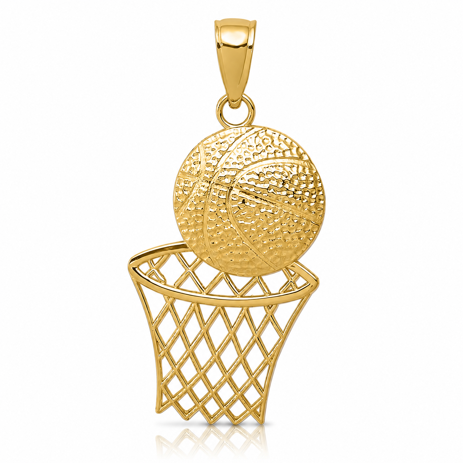 14K Diamond-Cut Basketball and Net Charm - Lifestyle View