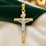 14k Two-tone INRI Crucifix Pendant - Lifestyle View