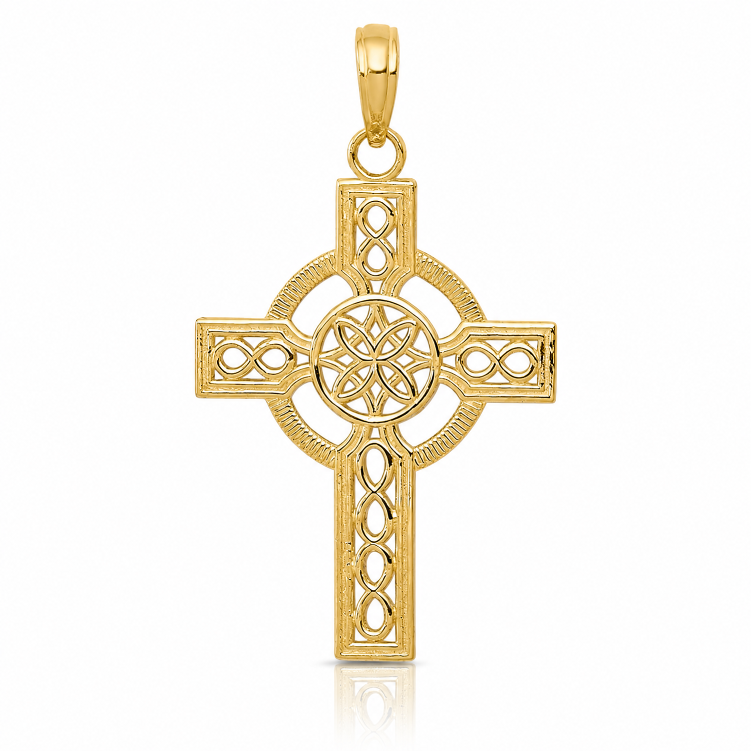 14k Diamond-cut Celtic Cross Pendant - Lifestyle View