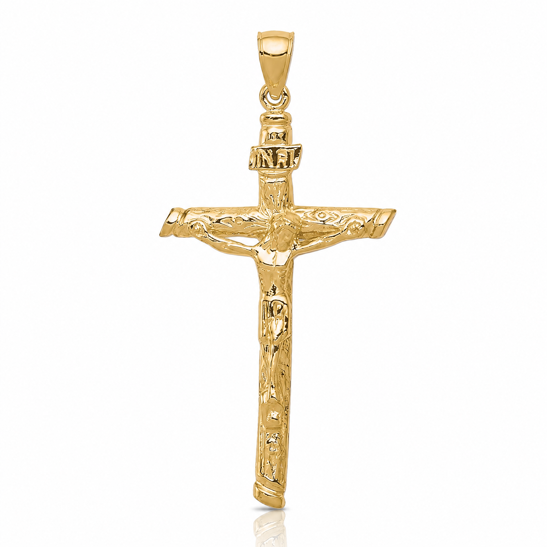 14k INRI Crucifix Pendant - Lifestyle View