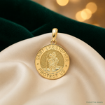 14k Saint Christopher Medal Pendant - Lifestyle View
