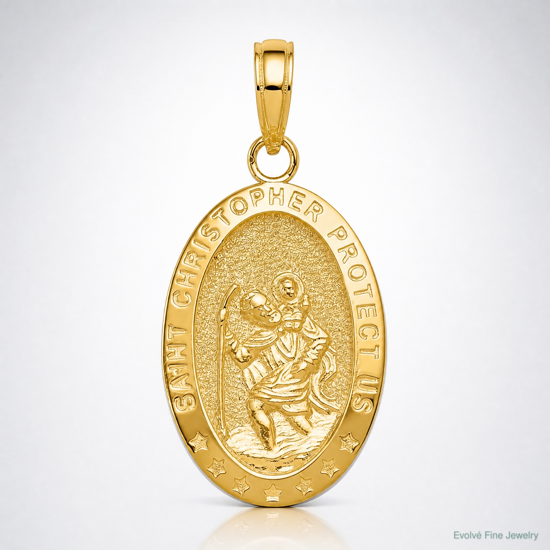 14k Saint Christopher Medal Pendant - Lifestyle View