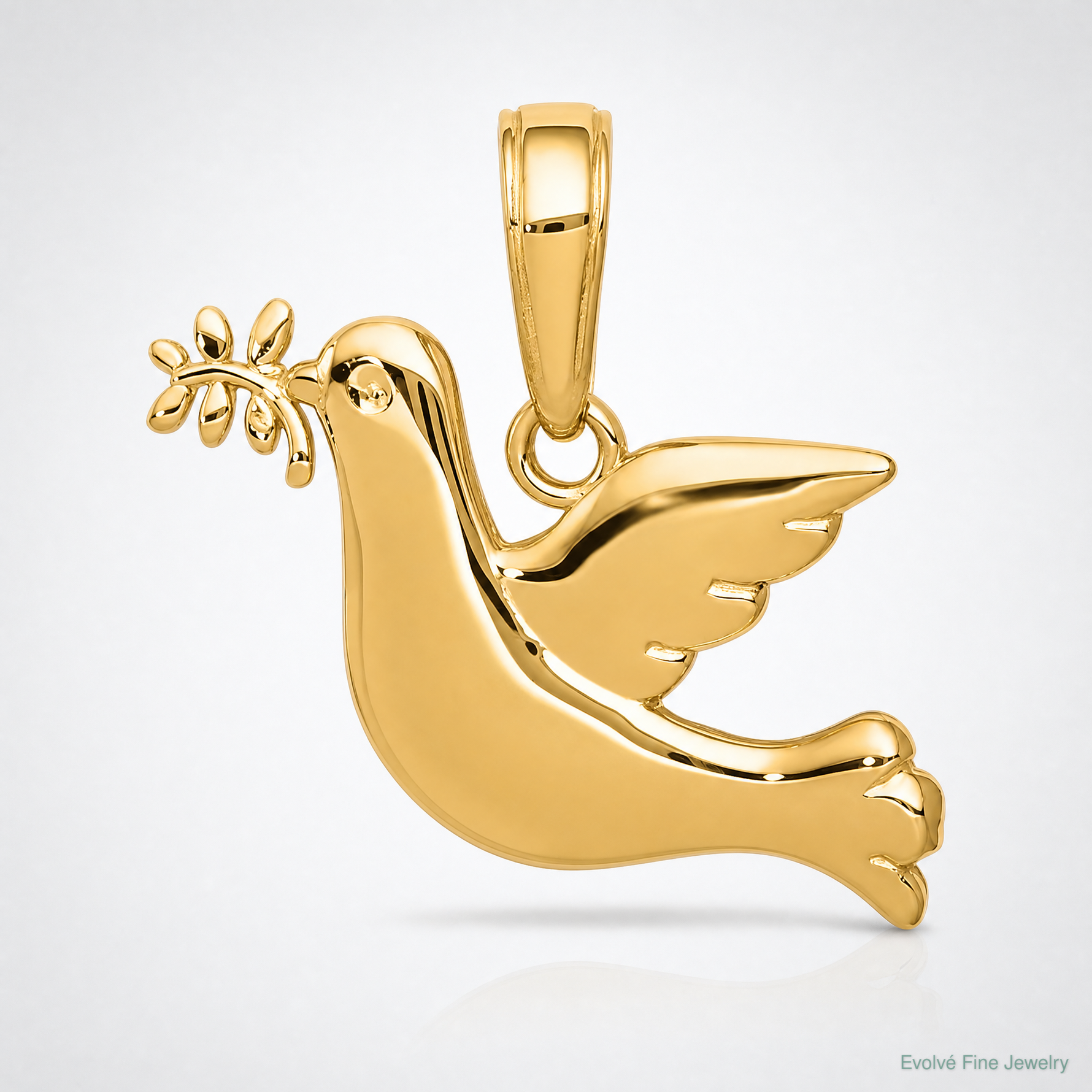14k Polished Dove Charm - Lifestyle View