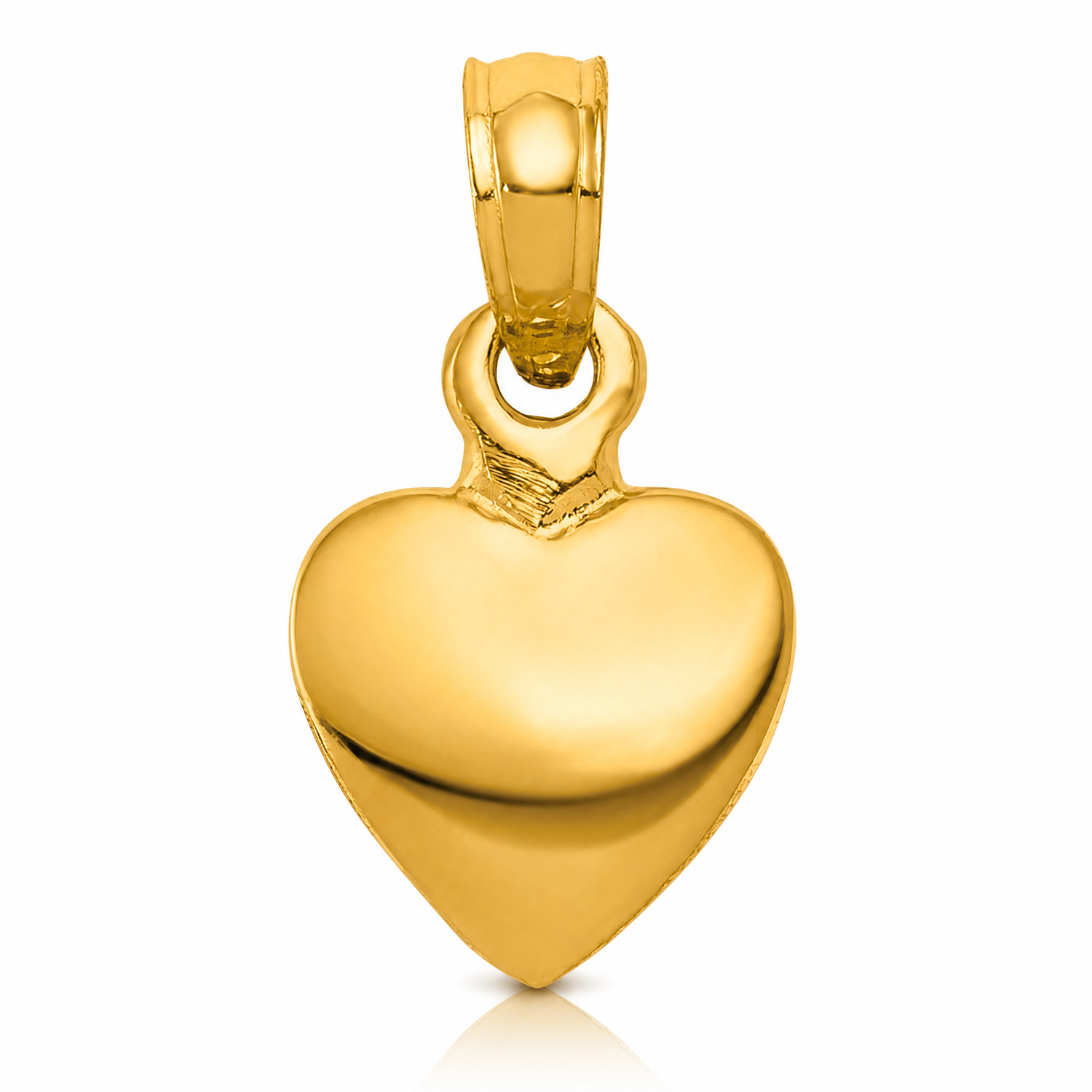14K Polished Solid 3D Heart Pendant - Lifestyle View