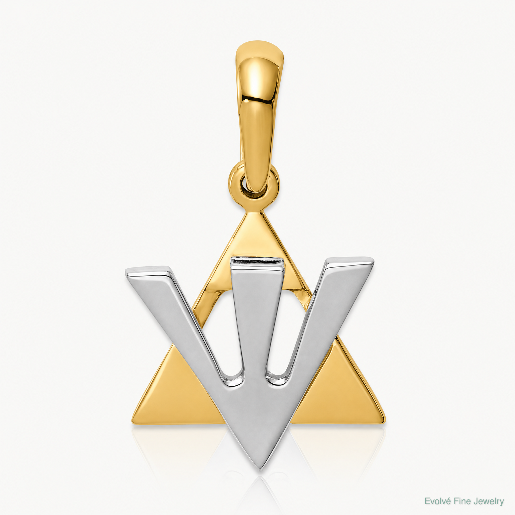 14K Two-tone Star of David w/Shin Charm - Lifestyle View