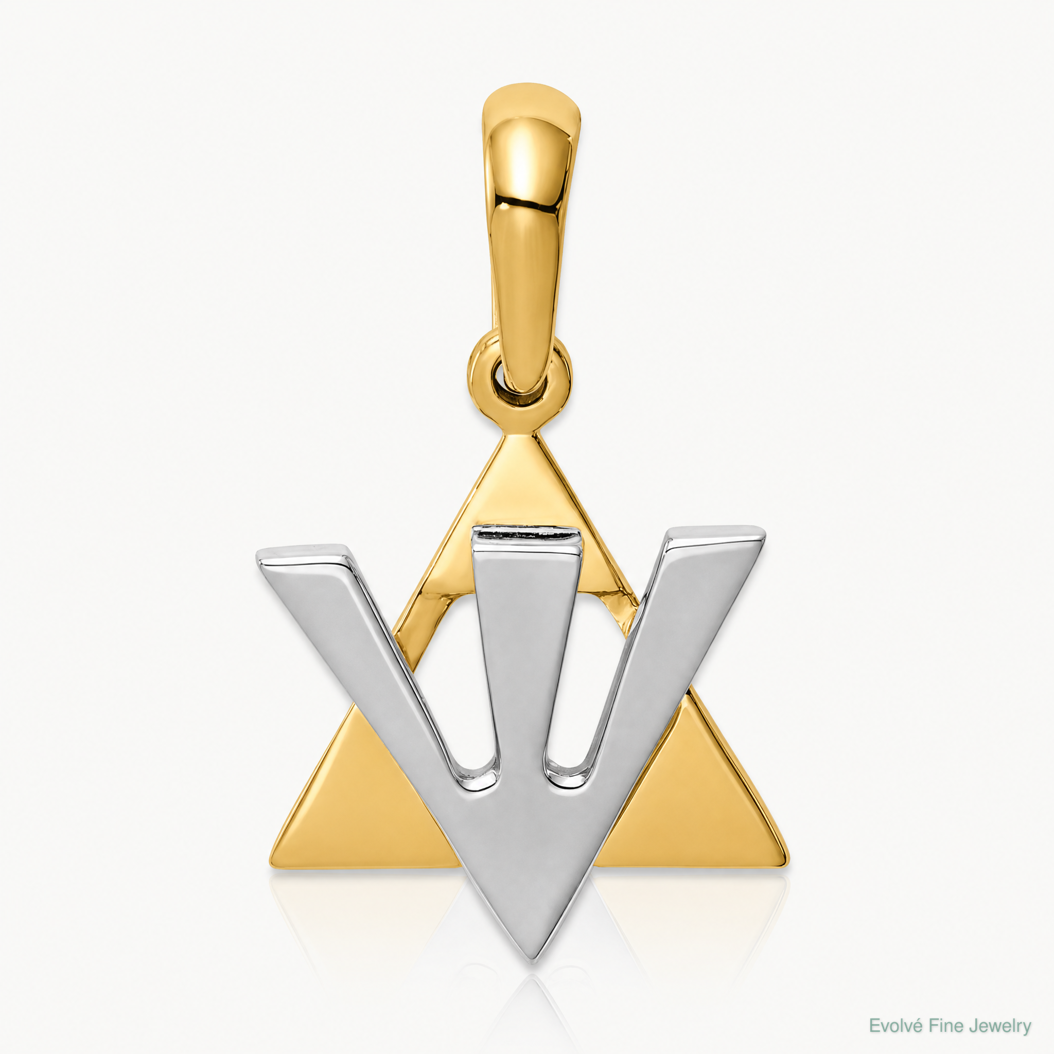 14K Two-tone Star of David w/Shin Charm - Lifestyle View