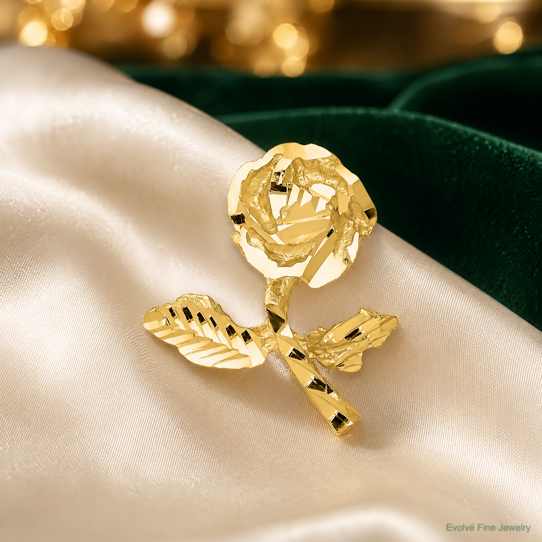 14k Satin Diamond-cut Rose Chain Slide - Lifestyle View