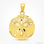 14k Gold Polished Large Sand Dollar Pendant - Lifestyle View