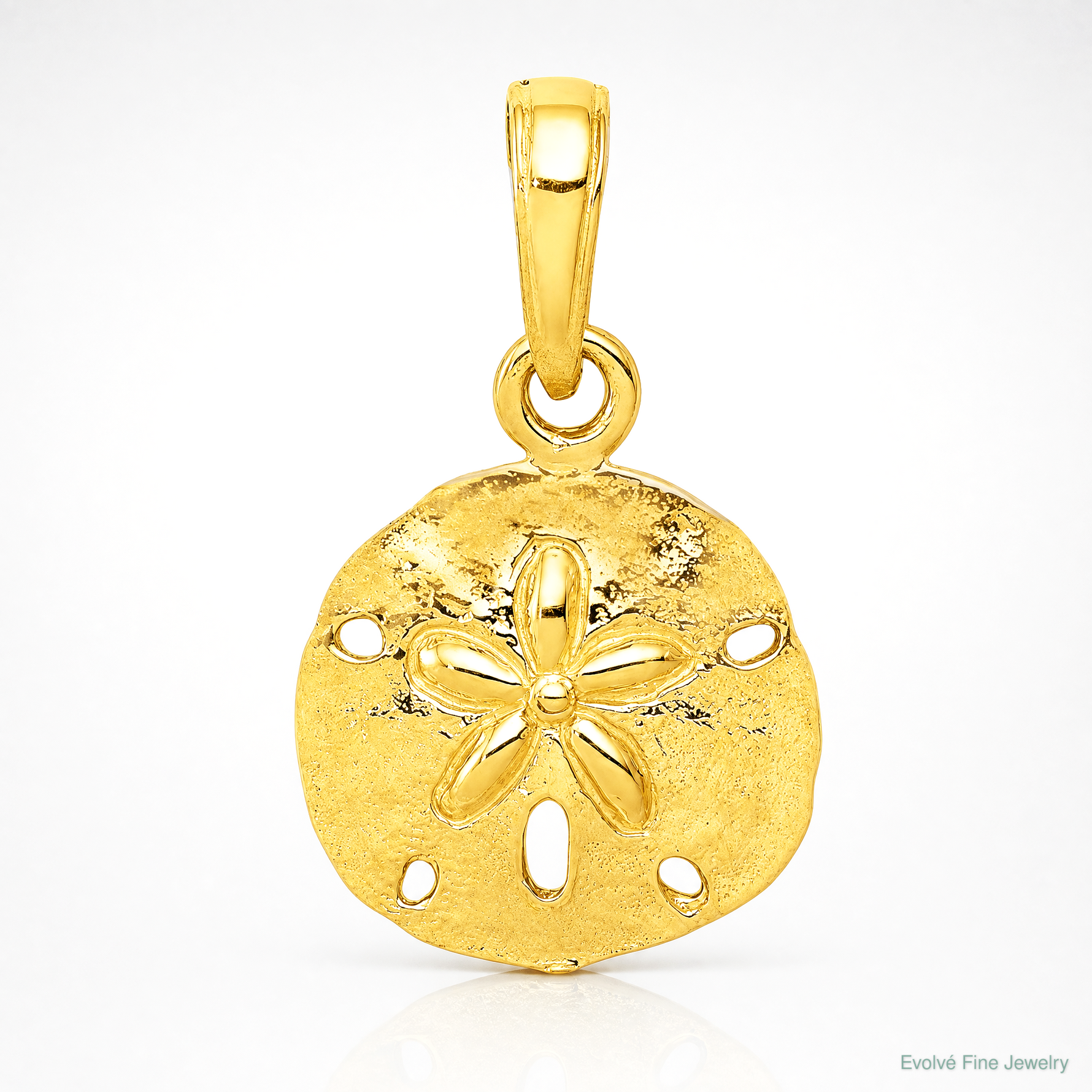14K Gold Polished Sand Dollar Pendant - Lifestyle View
