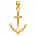 14K Gold Polished Anchor Pendant - Lifestyle View