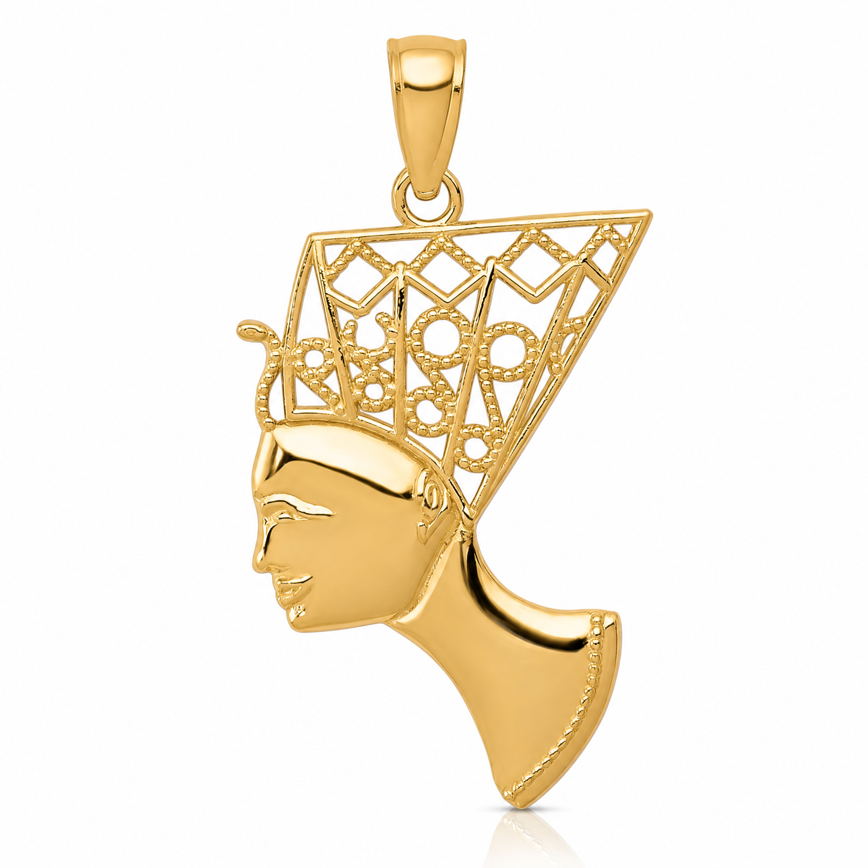 14k Nefertiti Profile Pendant - Lifestyle View
