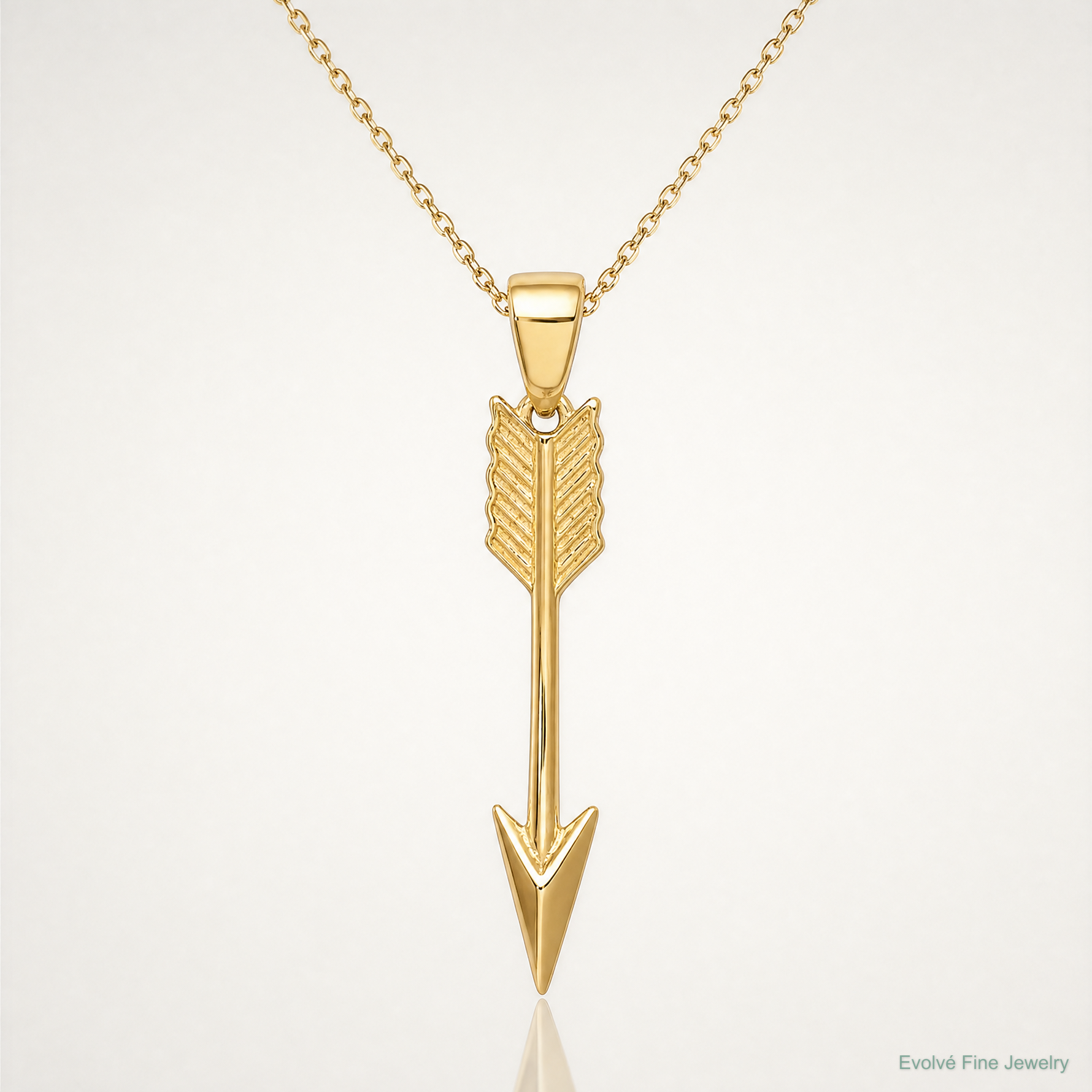14K Polished 3D Arrow Pendant - Lifestyle View