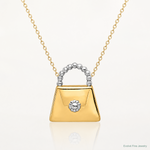 14K and Rhodium Purse Slide Pendant - Lifestyle View