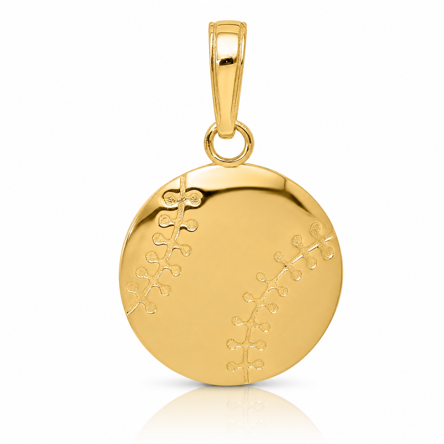 14K Gold Polished Baseball Closed Back Pendant - Lifestyle View
