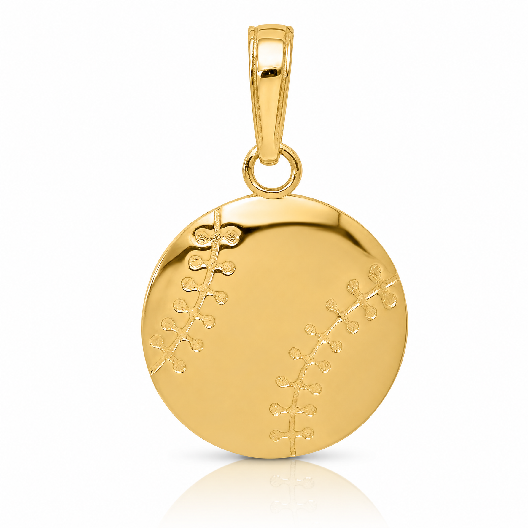 14K Gold Polished Baseball Closed Back Pendant - Lifestyle View