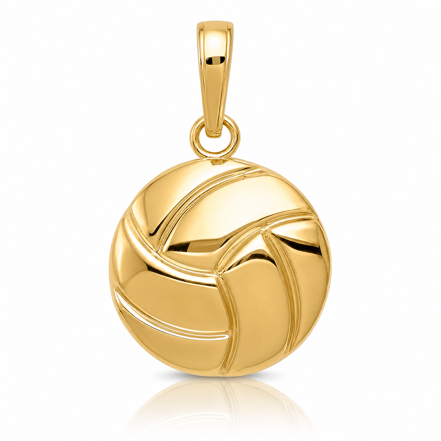 14K Gold Polished Volleyball Pendant - Lifestyle View