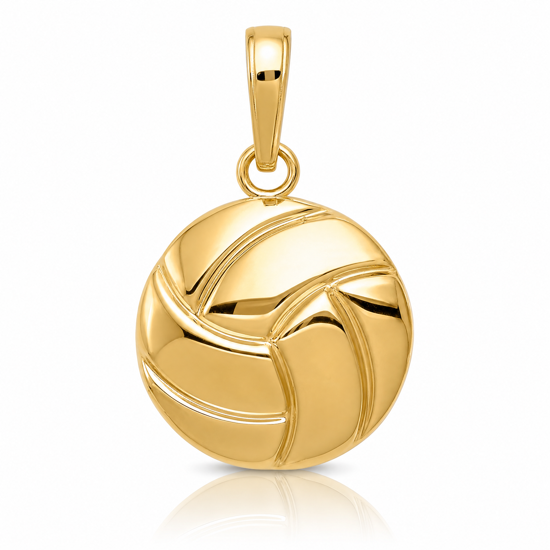 14K Gold Polished Volleyball Pendant - Lifestyle View