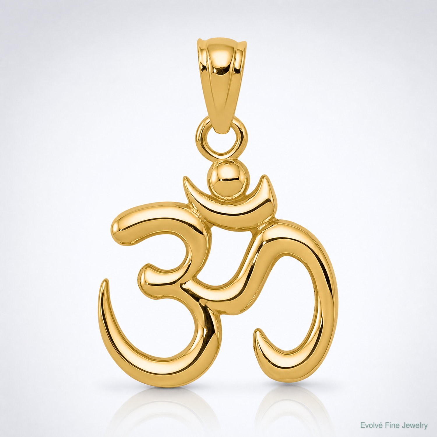 14k Gold Polished Om Symbol Pendant - Lifestyle View