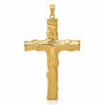 14K Large Tree Textured Cross Pendant - Lifestyle View