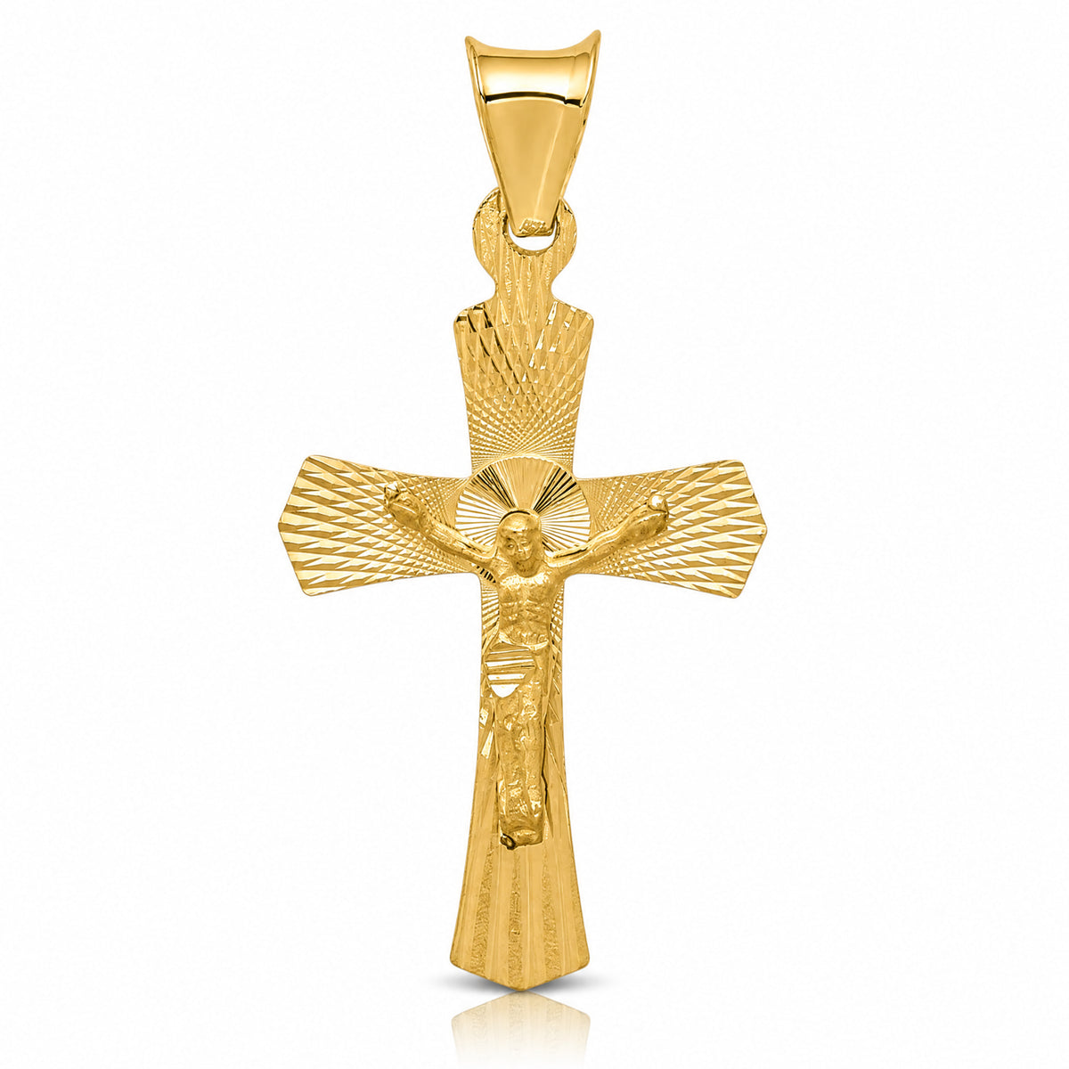 14k Polished Satin and D/C Crucifix Pendant - Lifestyle View