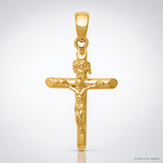 14K Polished Crucifix Cross Pendant - Lifestyle View