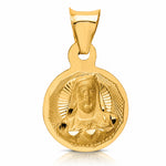 14K Polished D/C Sagrado Corazon Circle Pendant - Lifestyle View