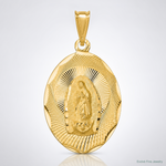14K Polished D/C  Lady Of Guadalupe Oval Pendant - Lifestyle View