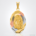 14K w/Rhodium D/C Lady Of Guadalupe Oval Pendant - Lifestyle View