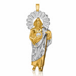 14K w/ Rhodium CZ D/C Polished St. Jude Pendant - Lifestyle View