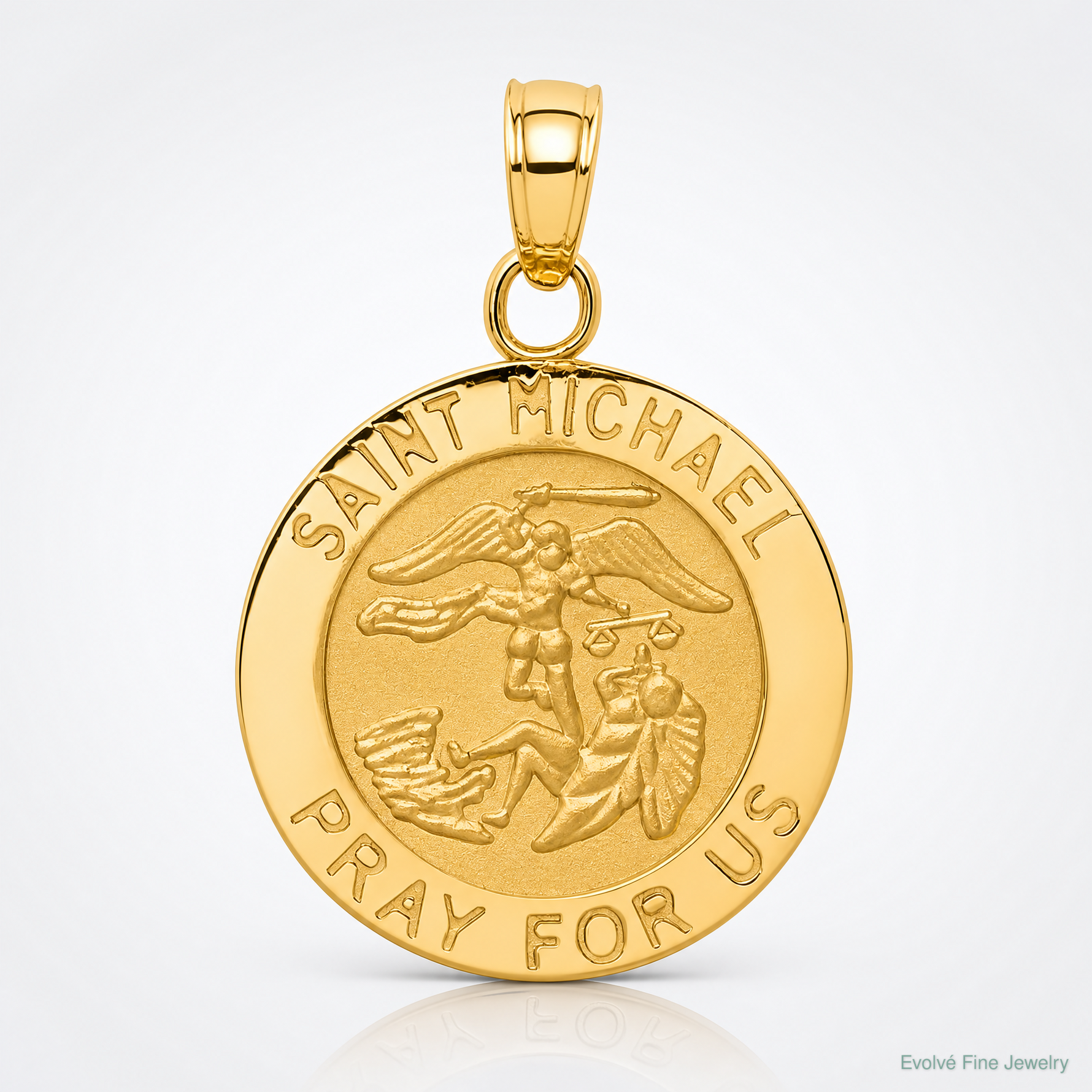 14k Saint Michael Medal Pendant - Lifestyle View