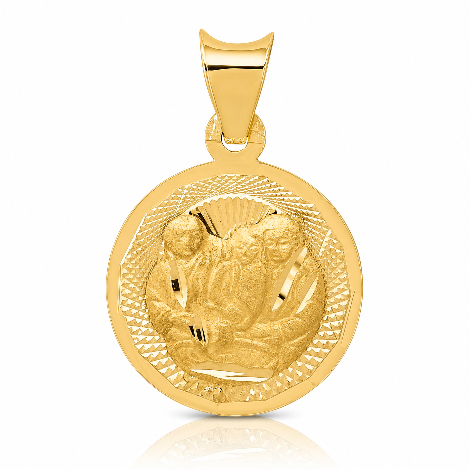 14k Polished and D/C Baptism Circle Pendant - Lifestyle View