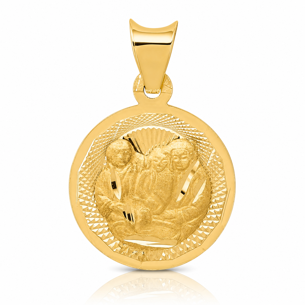 14k Polished and D/C Baptism Circle Pendant - Lifestyle View
