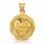 14k Polished and D/C Baptism Circle Pendant - Lifestyle View