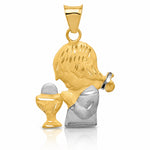 14K W/Rhodium D/C Girl Communion Semi-solid Pendant - Lifestyle View
