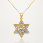 14K Two-Tone Polished Reversible Filigree Star Of David Pendant - Lifestyle View