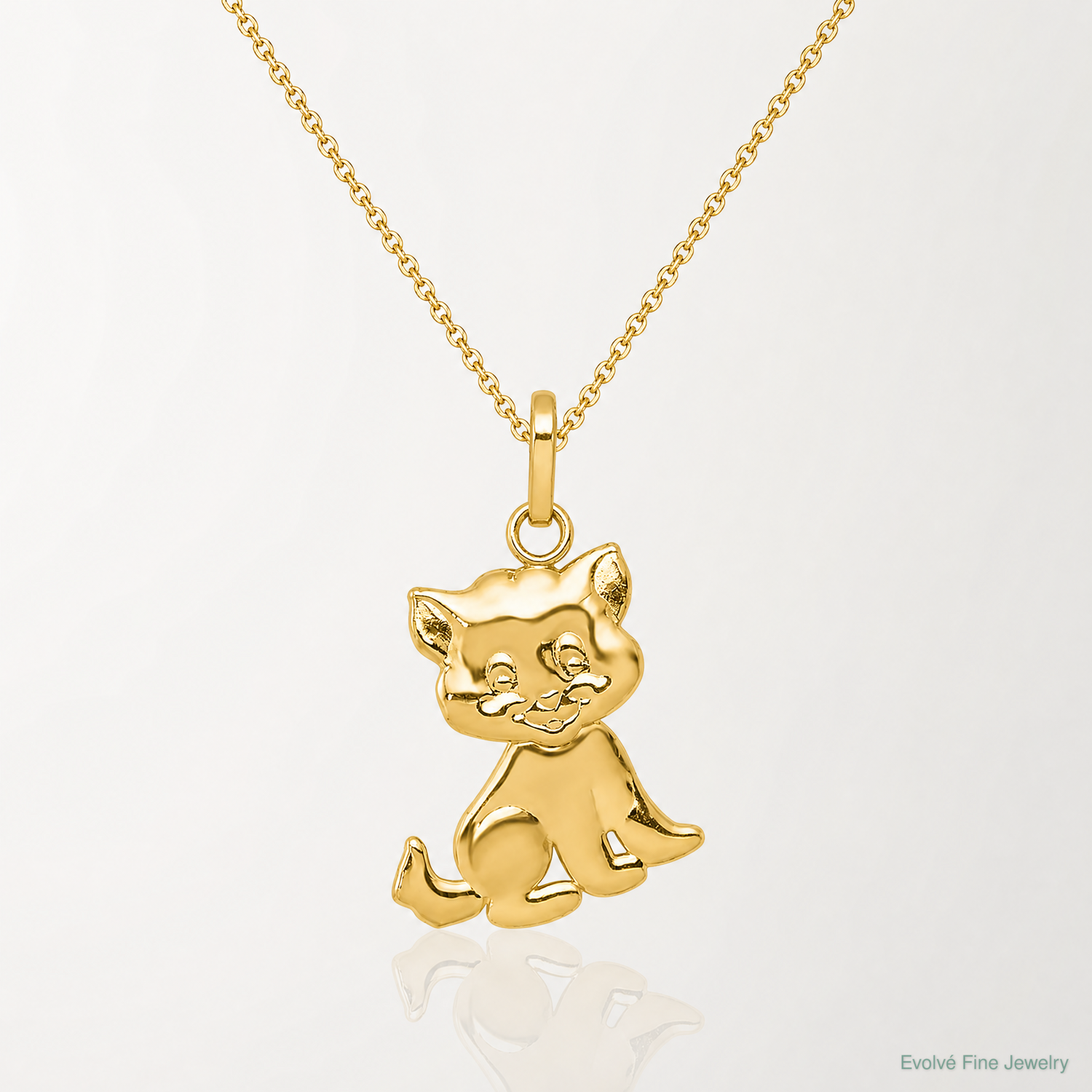 14k Polished Moveable Cat Pendant - Lifestyle View