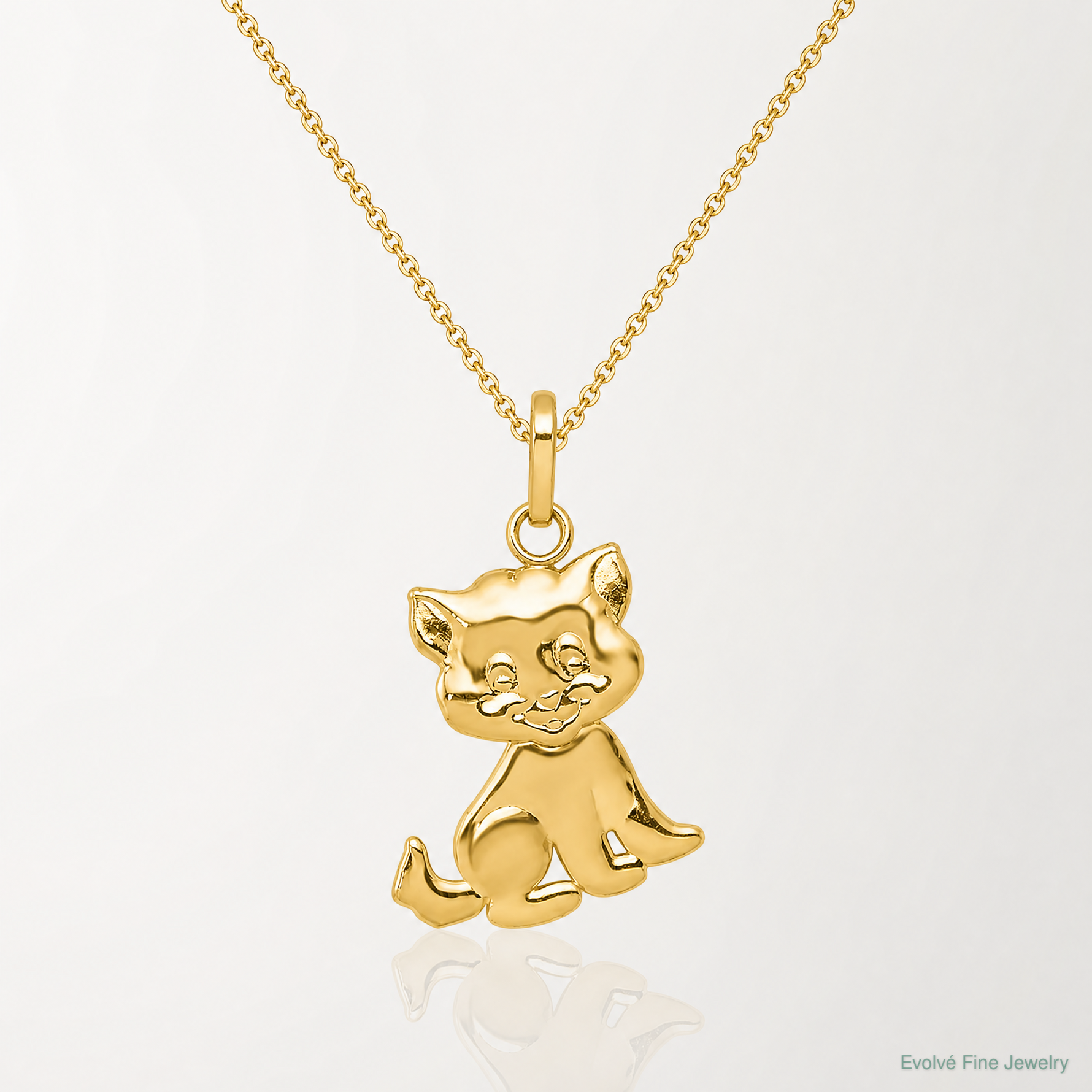 14k Polished Moveable Cat Pendant - Lifestyle View