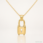 14K Polished Lock Charm - Lifestyle View
