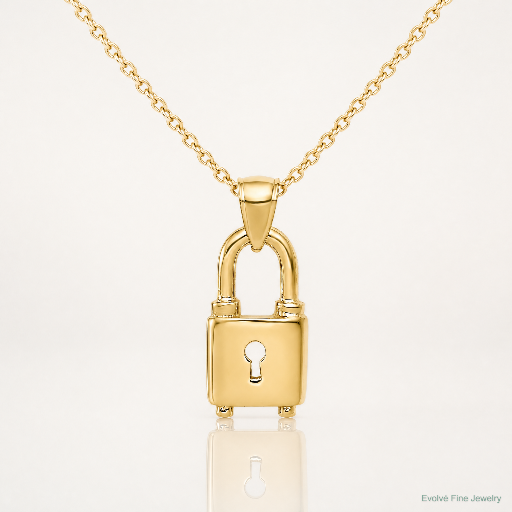 14K Polished Lock Charm - Lifestyle View