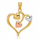 14K Two-tone and White Rhodium Polished Hearts Pendant - Lifestyle View
