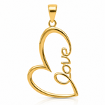 14k Gold Polished LOVE Heart Pendant - Lifestyle View
