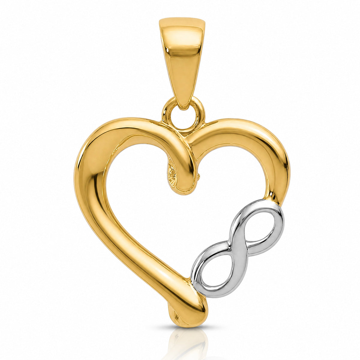 14K w/White Rhodium Infinity Heart Pendant - Lifestyle View