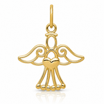 14k Polished Small Angel w/Heart Pendant - Lifestyle View