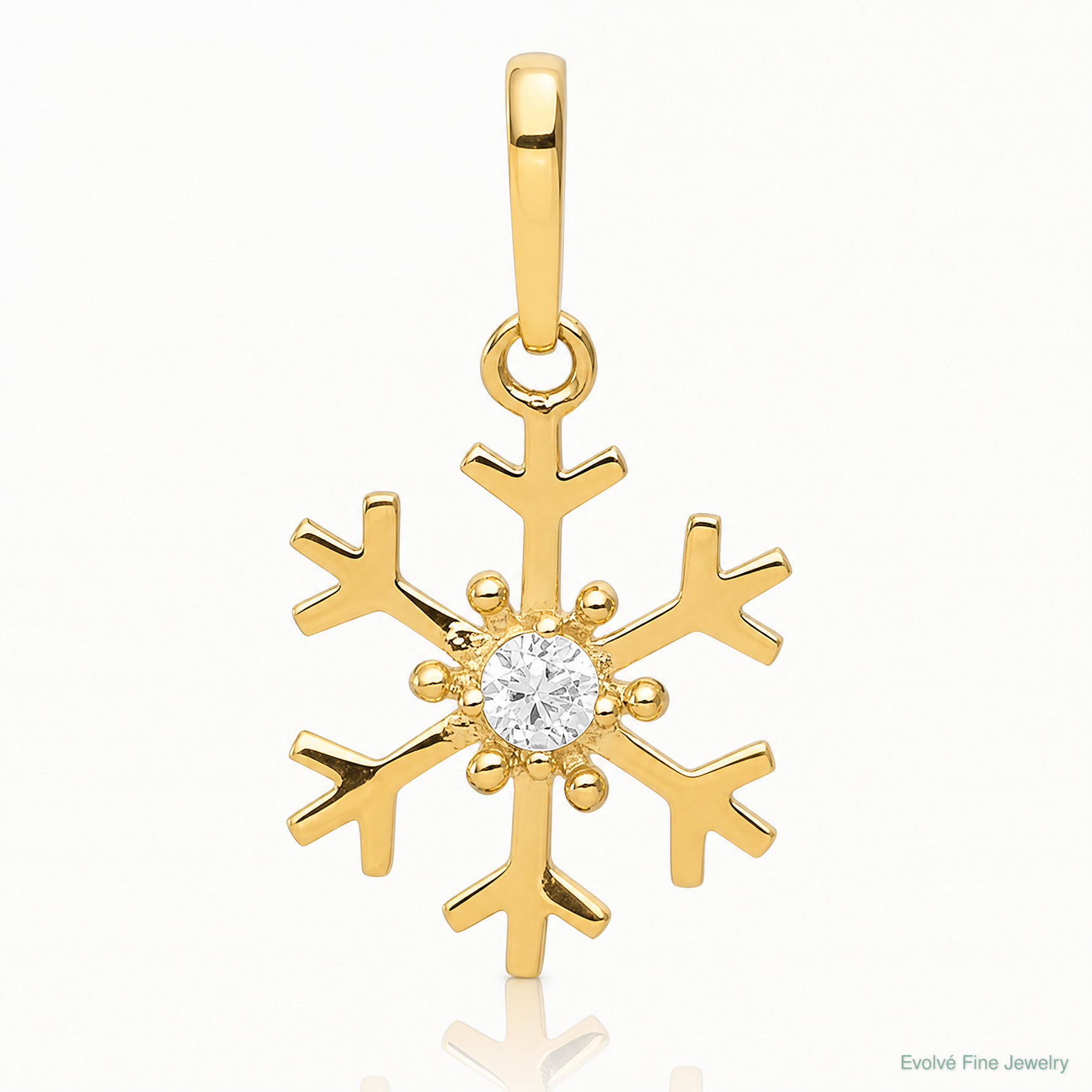 14k Polished CZ Snowflake Charm - Lifestyle View