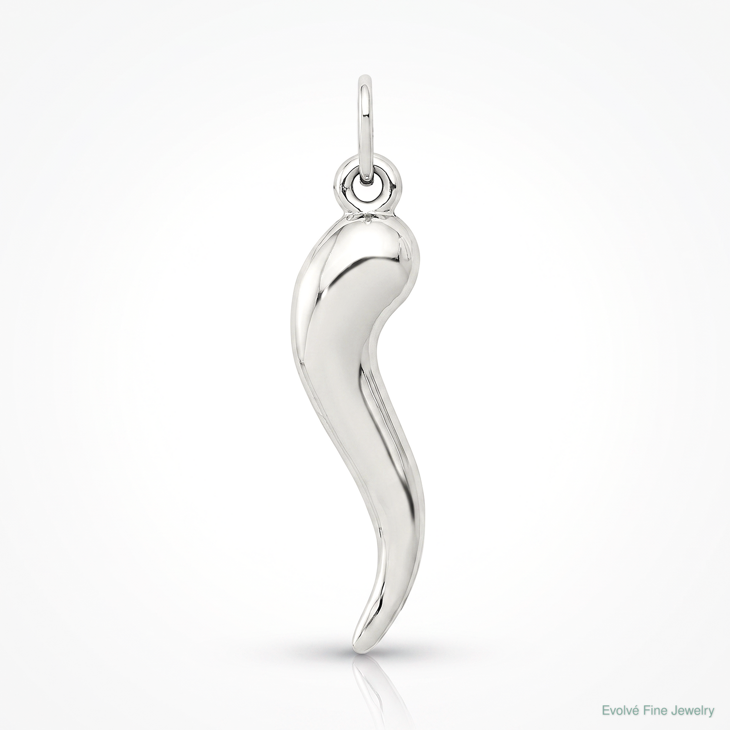 14k White Gold 3D Italian Horn Charm - Lifestyle View